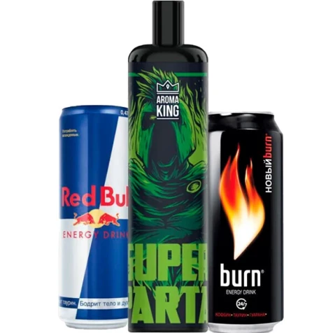 Безнікотинова Одноразова Електронна Сигарета Aroma King Dark Knight Energy Drink (Енергетик) (5000 Затяжок)